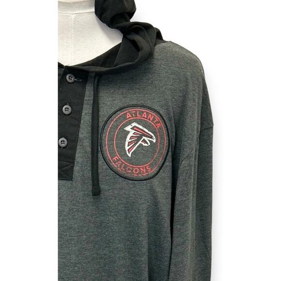 NFL Team Apparel Mens Atlanta Falcons Long Sleeve Hooded Shirt XLT Gray - Picture 2 of 9